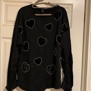 Inc sweatshirt with velvet pearl hearts